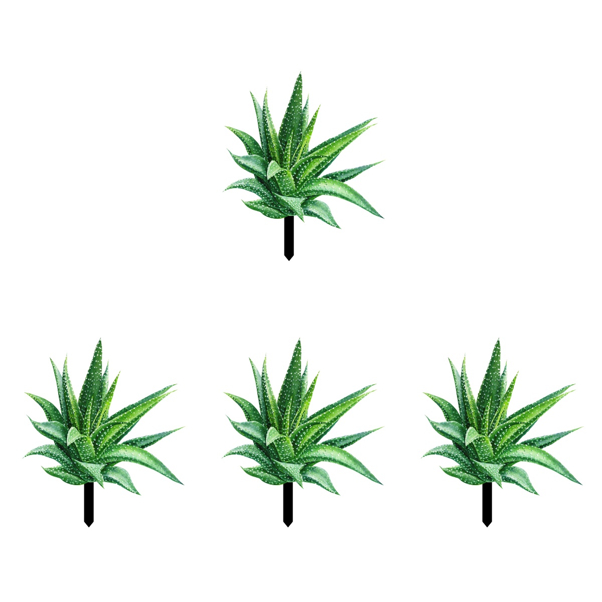 Set of 4 Decorative Garden Inserts Artificial Foliage Solar Lights Plants Outdoor