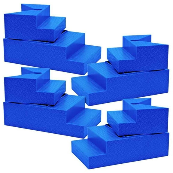 Set of 4 Deluxe Blue Breakable Ring Stairs For WWE & AEW Wrestling Action Figure Rings