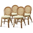 thumbnail image 1 of Set of 4 Denver Dining Handmade Wicker Side Chairs with Cream Cushions Natural Rattan, Colonial Color, 1 of 7