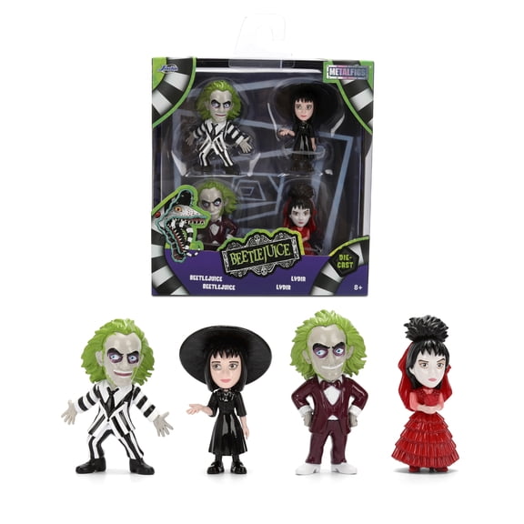 Beetlejuice Metalfigs 4-Pack Movie Collectible Figures 2.5-Inch Scale  Beetlejuice, Lydia, Wedding Variants by Jada Toys