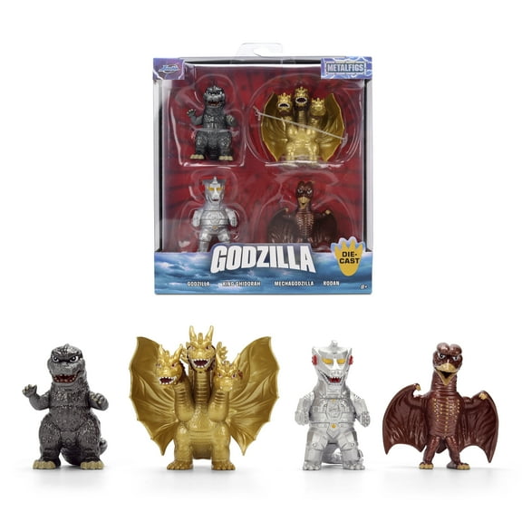 Godzilla Metalfigs 4-Pack Toho Monsters Collectible Figures 2.5-Inch Scale Godzilla, Mechagodzilla, Ghidorah, Rodan by Jada Toys