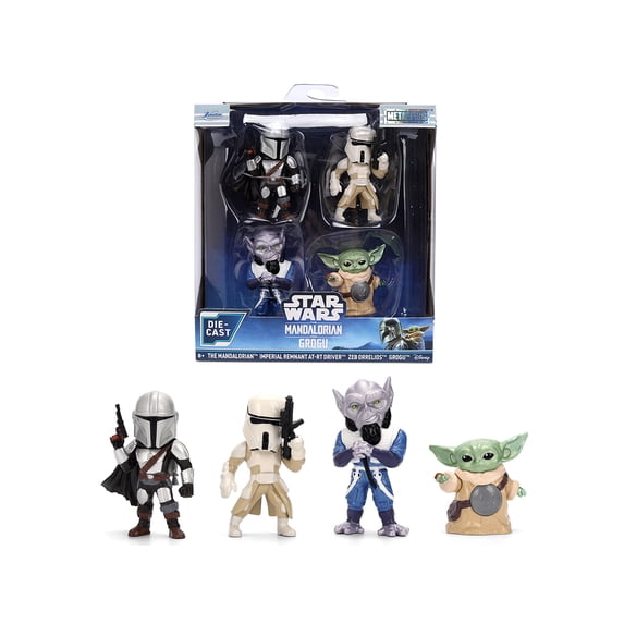 Set of 4 Diecast Figures "Star Wars: The Mandalorian & Grogu" (2026) Movie "Metalfigs" Series Diecast Models by Jada