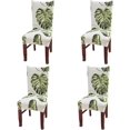 thumbnail image 1 of Set of 4 Dining Chair Covers, Stretch Spandex Dining Room Protector Slipcovers (Style 55, Green Leaves), 1 of 6