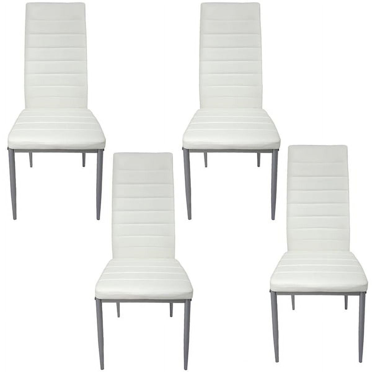 Set of 4 Creamy White High-Back PVC Leather Dining Chairs