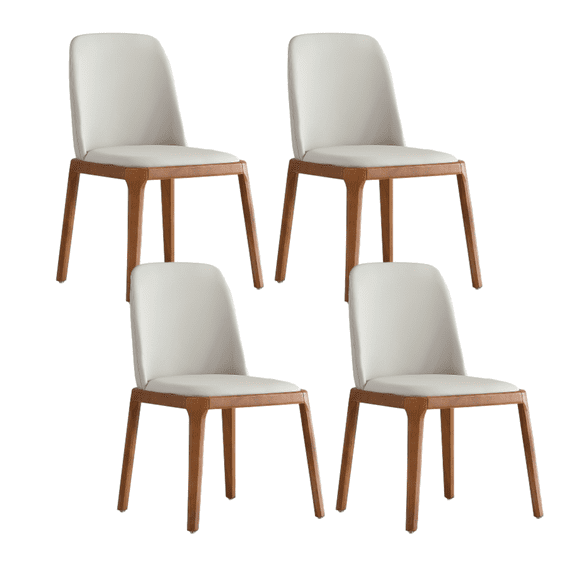 Set of 4 Dining Chairs, Modern PU Leather Dining Wooden Legs for Living Kitchen Dining Room (Gray)