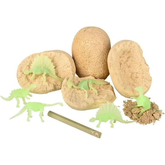 Set of 4 Dinosaur Fossil Excavation Dig Eggs - Uncover Dino Fossil Figurine In Chalky Egg Science Activity Party Favor Toy