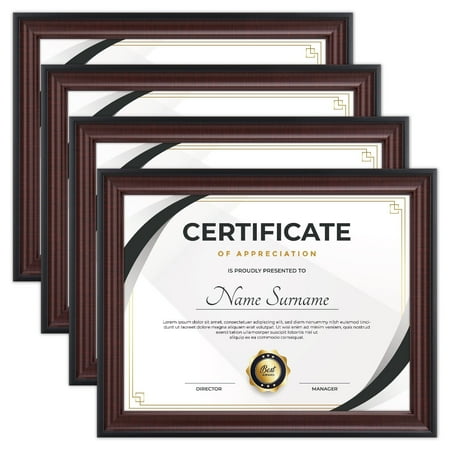 Toner Depot 4-Count 8.5 x 11 Wood and Glass Brown Picture Frames