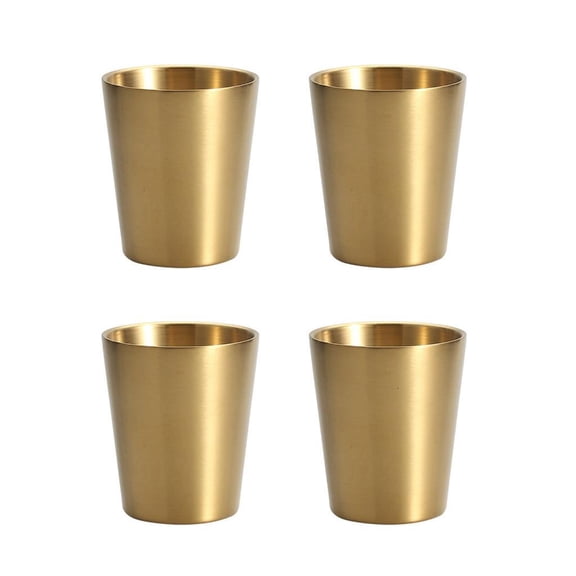 Set of 4 Double Wall Insulated Drinking Cups Stainless Steel Mugs for Outdoor Use Heat Resistant Stackable Coffee Cup