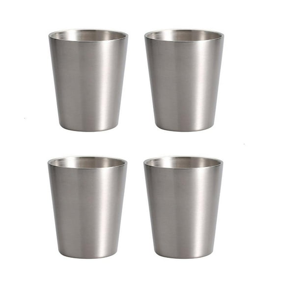 Set of 4 Double Wall Insulated Drinking Cups Stainless Steel Mugs for Outdoor Use Heat Resistant Stackable Coffee Cup