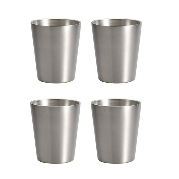 Set of 4 Double Wall Insulated Drinking Cups Stainless Steel Mugs for Outdoor Use Stackable Coffee Cup