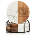thumbnail image 1 of Set of 4 Drink Coasters with Holder Gift NP Floral Nurse Practitioner (Acacia Wood & Marble), 1 of 1