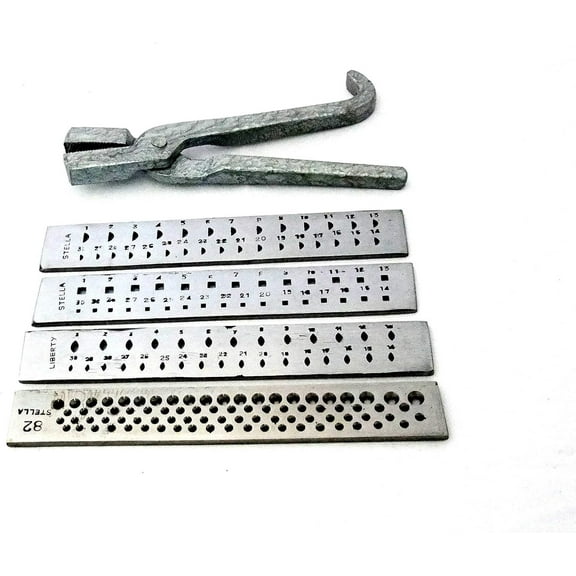 Set of 4 Economy Steel Draw Plates: Round, Oval, Square, and Half Round with Drawing Tongs