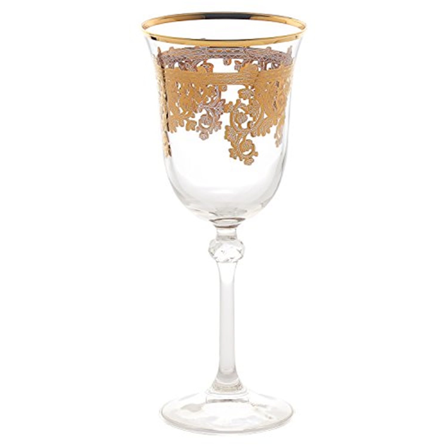 Interglass Italian Crystal Wine Glasses, Vintage Design 24kt