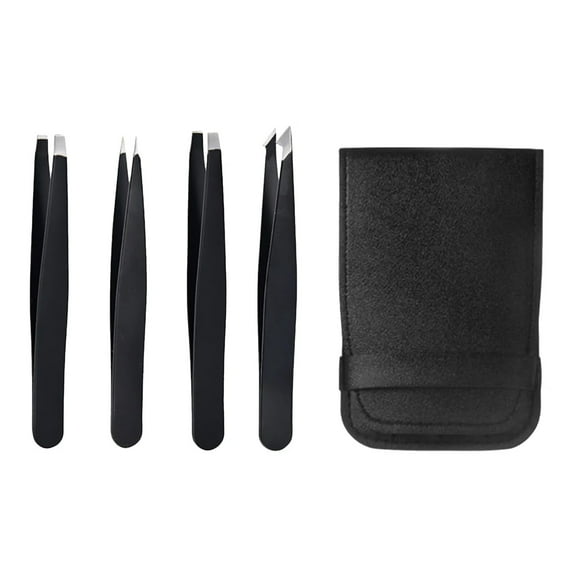 Set of 4 Eyebrow Tweezers,Precision Stainless Steel Tweezers for Plucking Facial and Ingrown Hairs,Ideal for Beauty Routines.