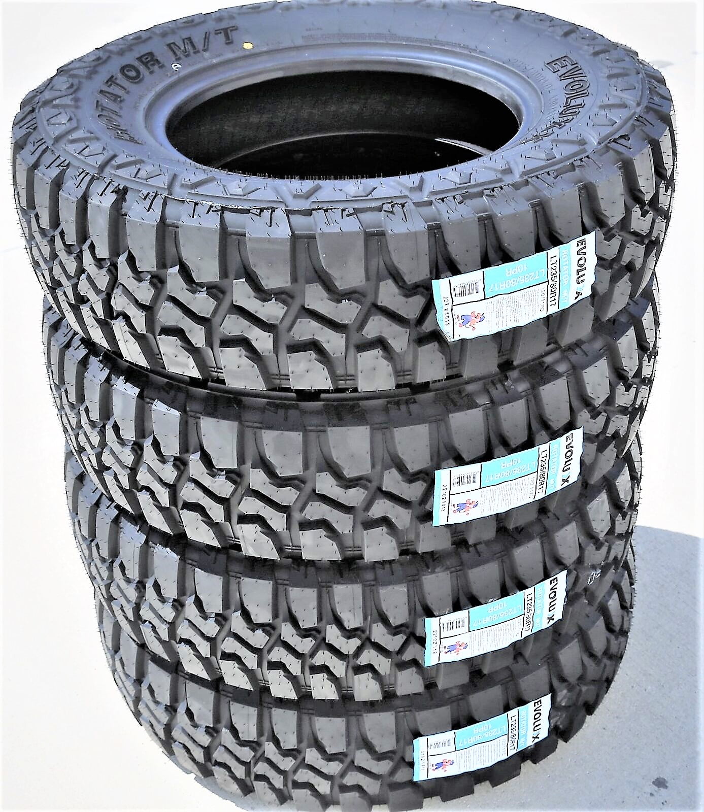 Set of 4 (FOUR) Evoluxx Rotator M/T LT 235/80R17 Load E 10 Ply MT Mud ...