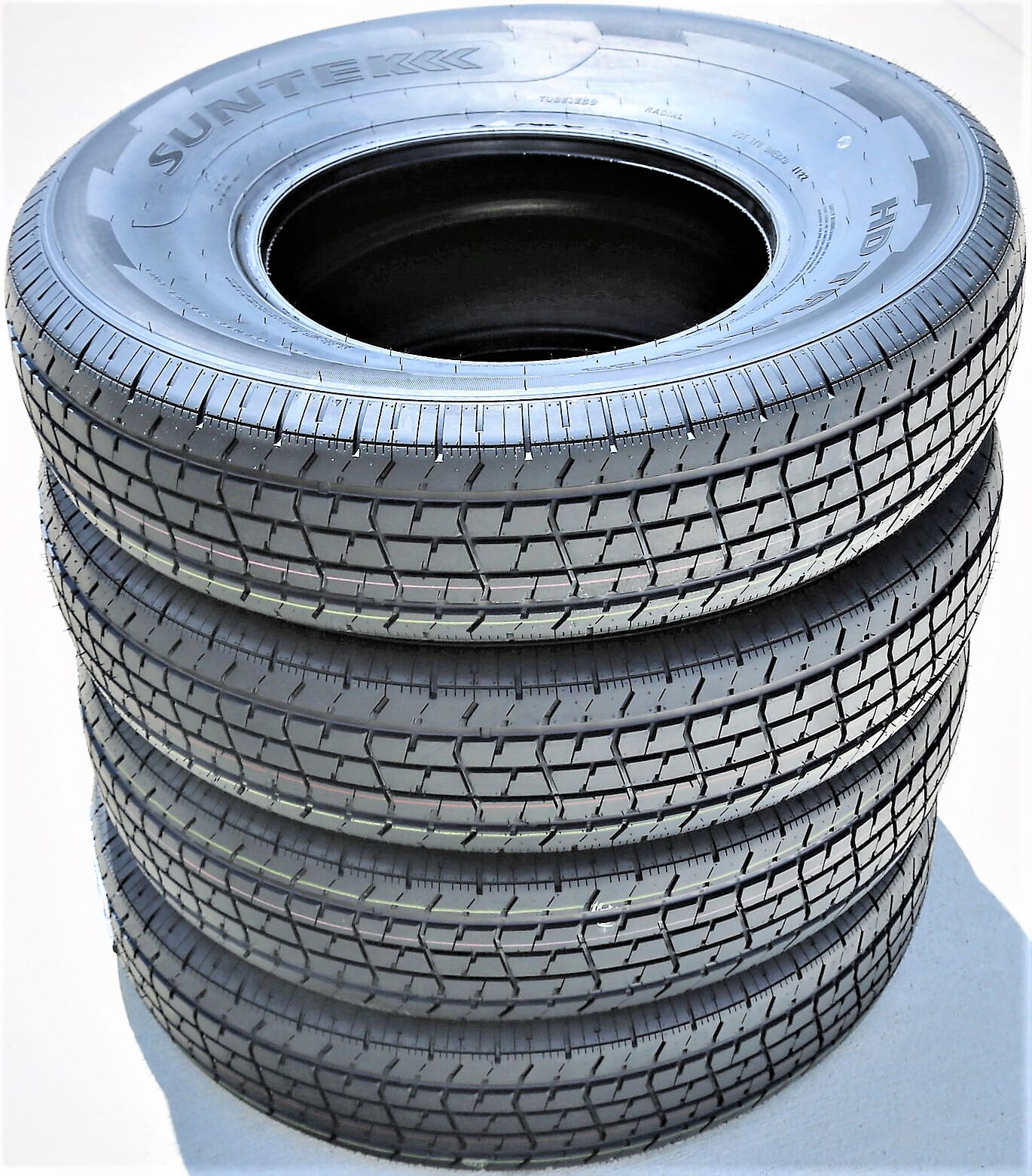 Suntek HD Trail 2 Semi Steel Set of 4 Trailer Tires, 215/75R14 Load D ...