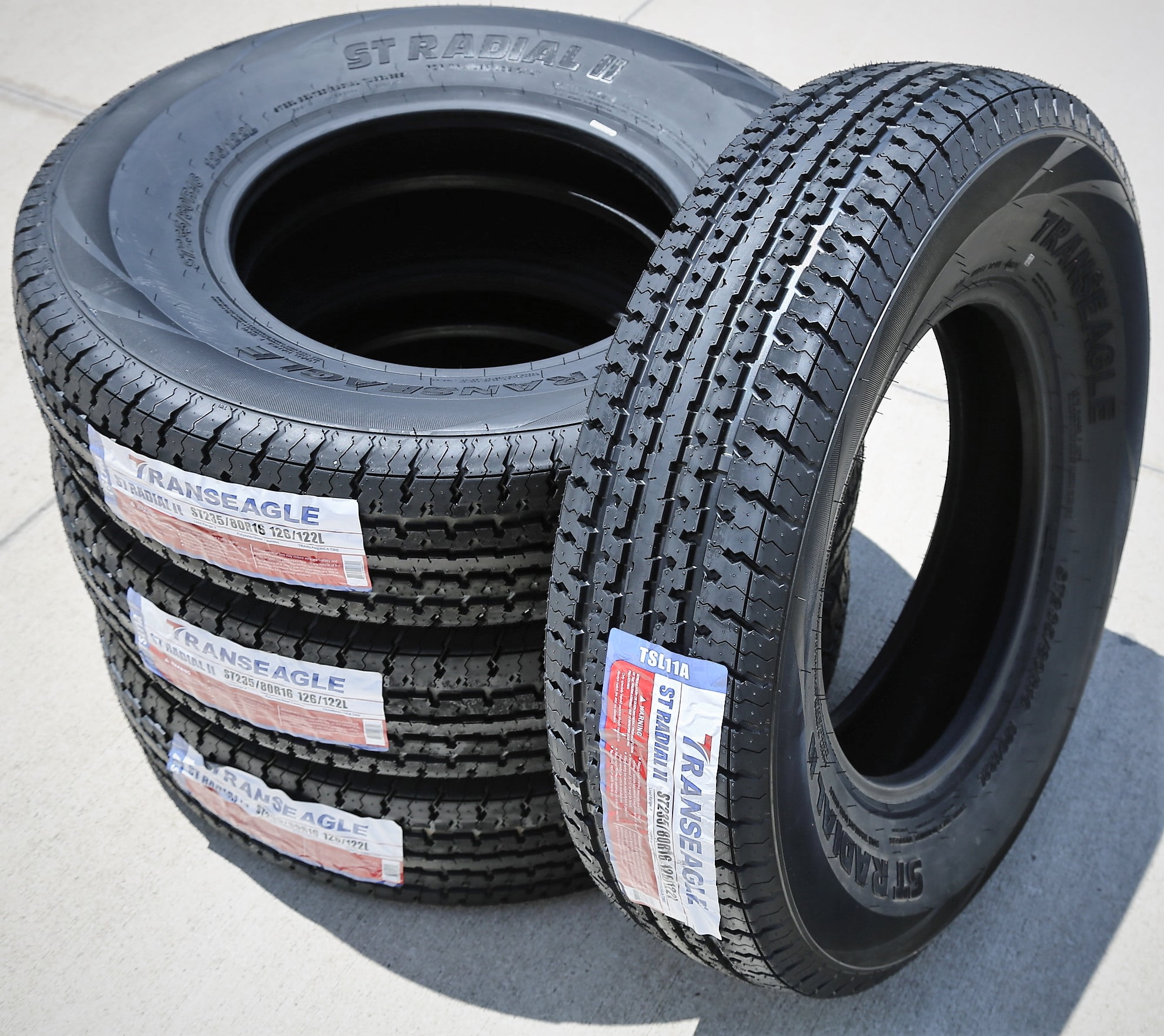 Set of 4 (FOUR) Transeagle ST Radial II ST 235/80R16 Load F (12 Ply) Heavy Duty Trailer Tires