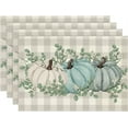 thumbnail image 1 of Set of 4 Fall Placemats 12x18 Inch Pumpkins Autumn Thanksgiving Harvest Vintage Table Mat for Party Dining Decoration, Blue, 1 of 6