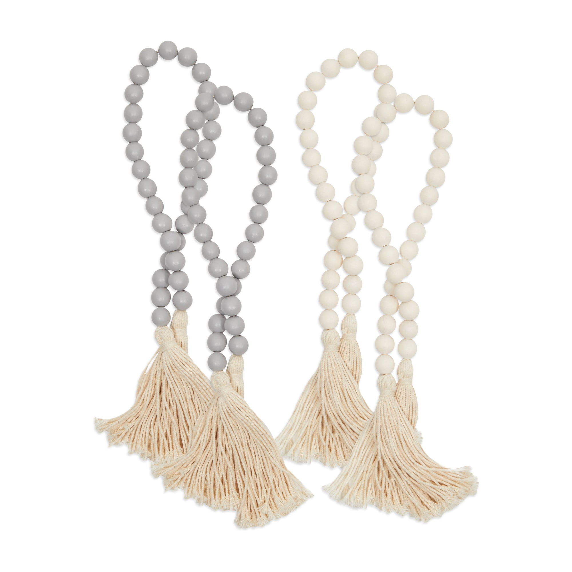 1PC Wood Bead Garland with Tassels Pastoral Wooden Bead Tassel Decorative  Beads