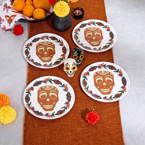 Skull and Butterfly Melamine Appetizer Plates - Set of 4 - Walmart.com