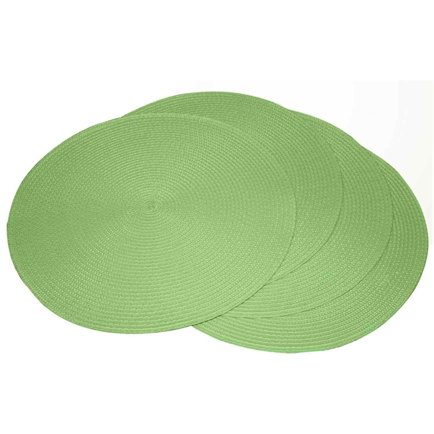Green Round Woven Fabric Placemats, Set of 4