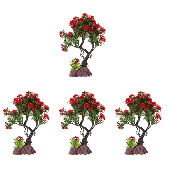 Set of 4 Aquarium Fish Tank Decorations Accessories for Landscaping and Enhancing Underwater Environment