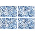 thumbnail image 1 of Set of 4 Flax Paisley Placemats Featuring Heat Resistant Wrinkle Free Finish with Colorful Vintage Boho Floral Mandala Designs, 1 of 6