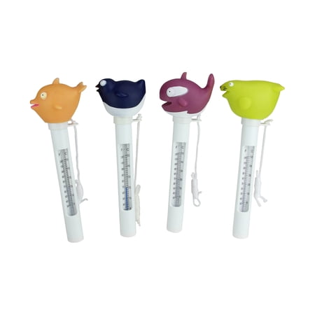Set of 4 Floating Baby Animal Swimming Pool Thermometers with Cords