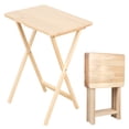 thumbnail image 1 of Set of 4 Foldable TV Tray Table, Solid Wood Construction, Space Saving Side Table for Small Space, Foldable Snack Table, 19" L x 14.5" W x 26" H, 1 of 11
