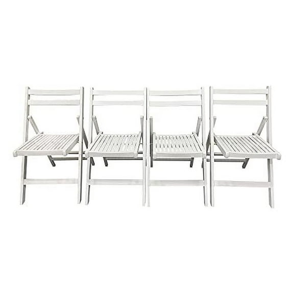 Set of 4 Folding Chair Set, Fully Assembled Slatted Wood Folding Special Event Chair Wedding Chair Wooden Slatted Seat for Outdoor/Indoor (White 1)