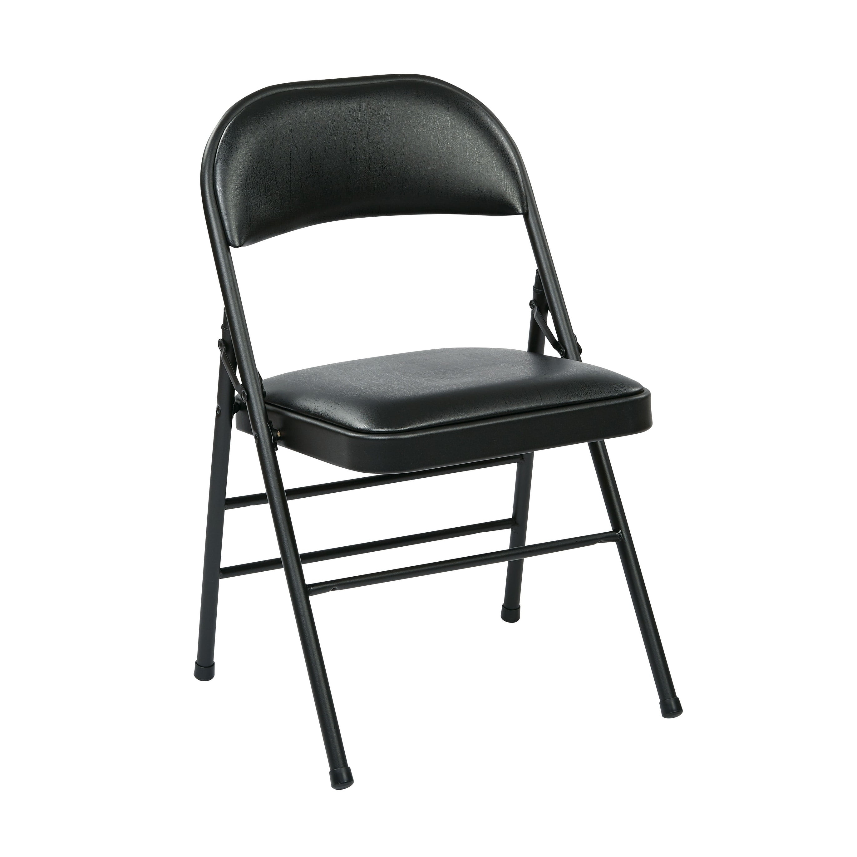 Black Metal Armless Folding Chair with Vinyl Seat and Back