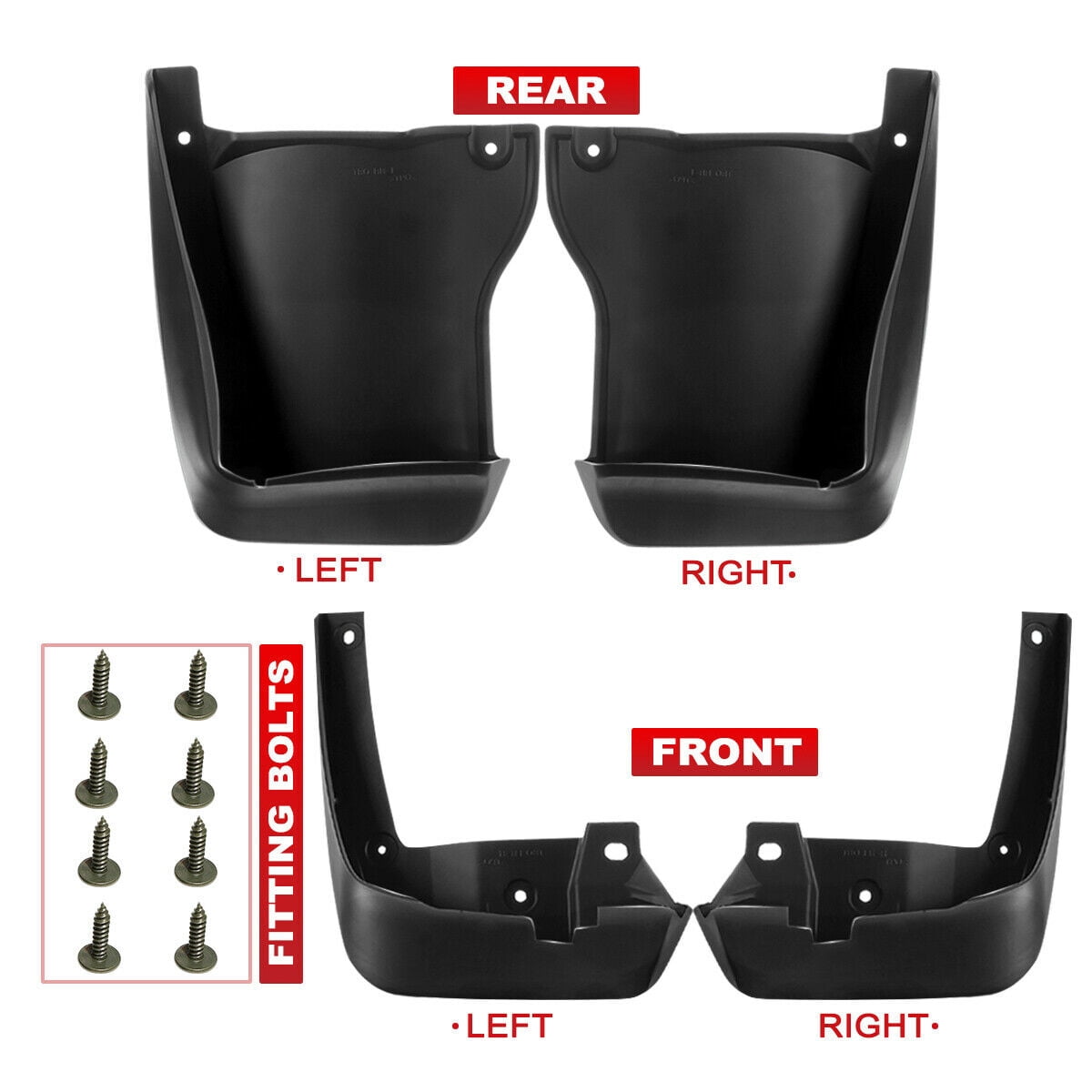 4-Piece Mud Flaps For 2012-2016 Honda Accord Sedan – Front & Rear Splash Guards – Unpainted Black