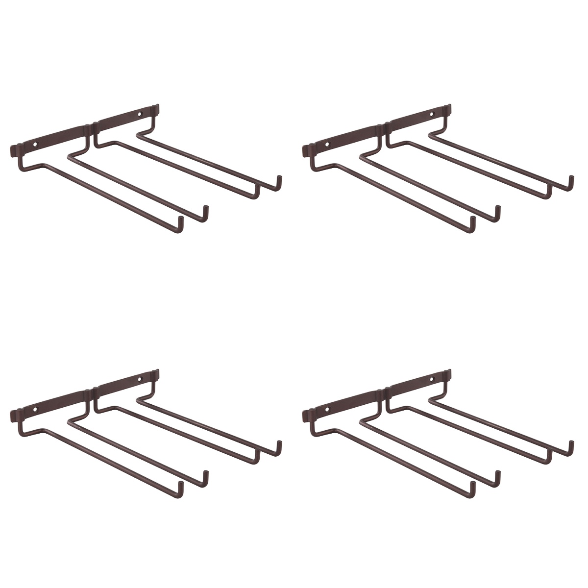 Set of 4 Frame Hanging Shelf Upside Down Goblet Rack Metal Stainless