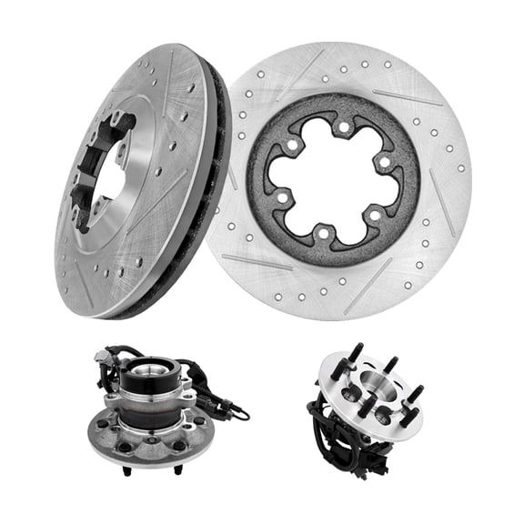 Set of 4 Front 280mm Drilled Slotted Brake Disc Rotors-Wheel Hub Bearing Assembly For 2006 Isuzu I-280