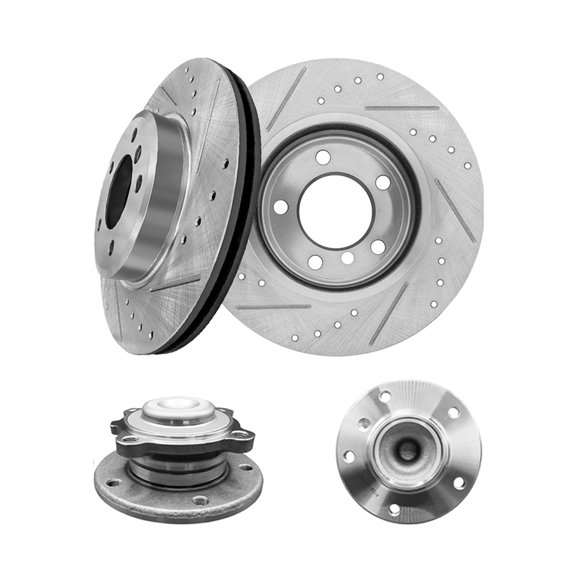 Set of 4 Front 300mm Drilled Slotted Brake Disc Rotors-Wheel Hub Bearing Assembly For 2006 BMW 325CI Base
