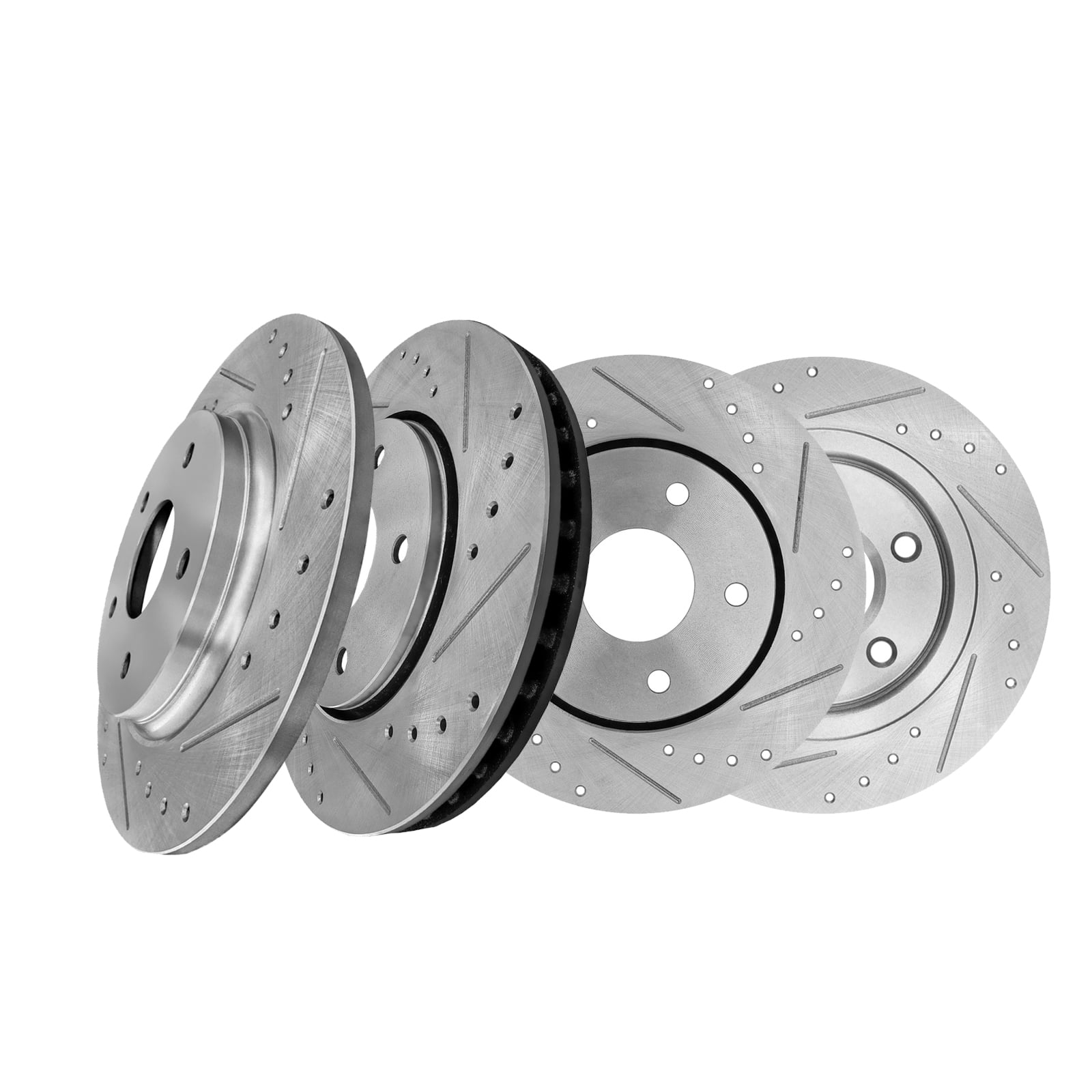 Set of 4 Front 302mm-Rear 305mm Drilled Slotted Brake Disc Rotors For ...