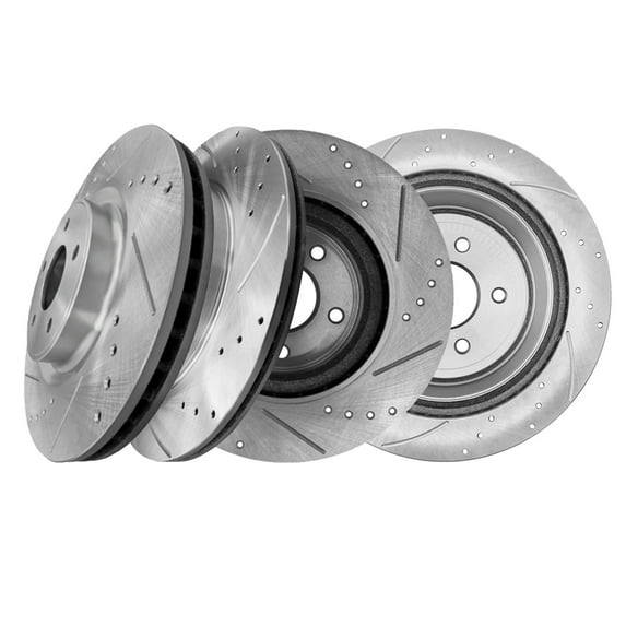 Set of 4 Front 320mm-Rear 308mm Drilled Slotted Brake Disc Rotors For 2015-2020 Nissan Pathfinder