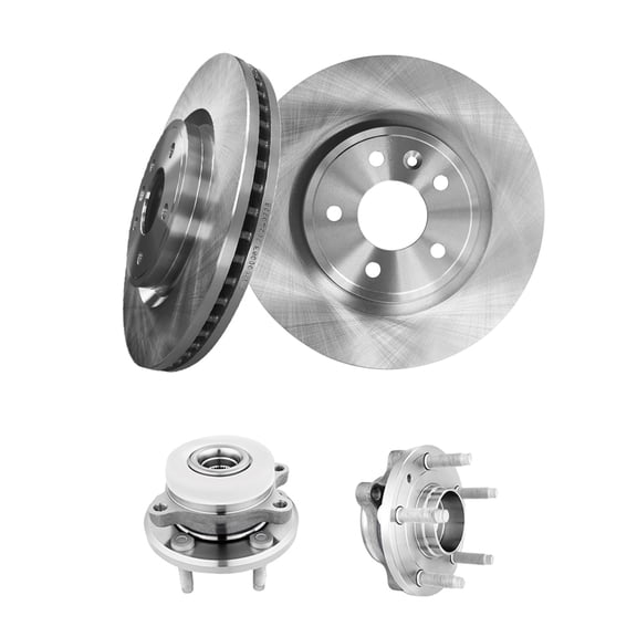 Set of 4 Front 325mm Brake Disc Rotors-Wheel Hub Bearing Assembly For 2010-2019 Lincoln MKT