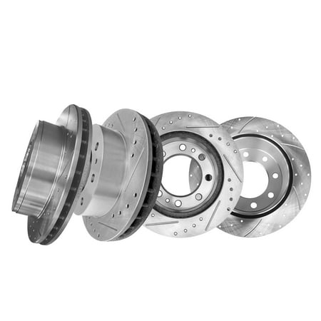 Set of 4 Front 325mm-Rear 330mm Drilled Slotted Brake Disc Rotors For 2018 2019 Chevrolet Express 3500
