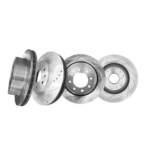 Set of 4 Front 329.95mm-Rear 330mm Drilled Slotted Brake Disc Rotors For 2011 2012 Chevrolet Express 3500