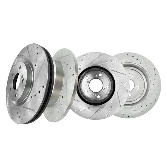 Set of 4 Front 330mm-Rear 333.8mm Drilled Slotted Brake Disc Rotors For 2009-2015 Honda Pilot