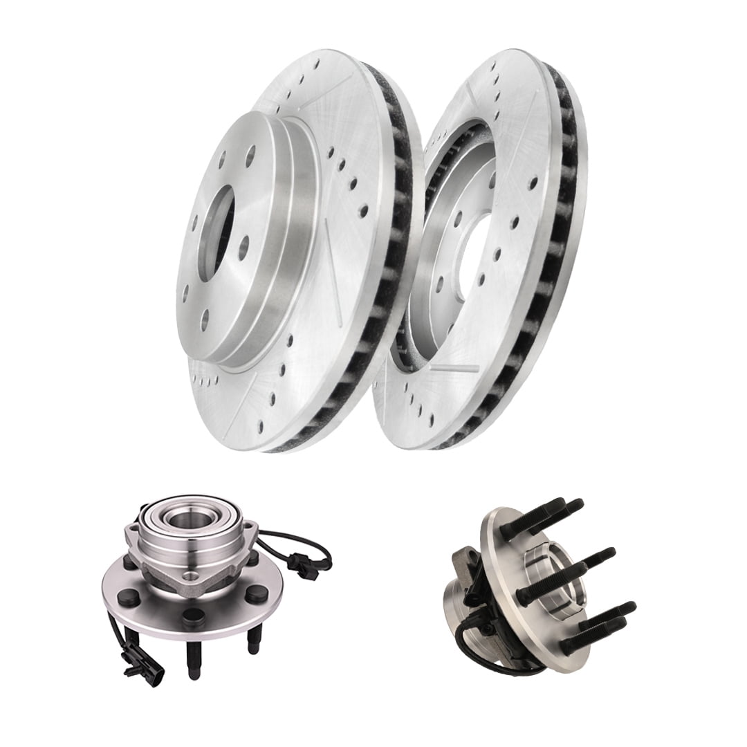Set of 4 Front 331mm Drilled Slotted Brake Disc Rotors-Wheel Hub ...