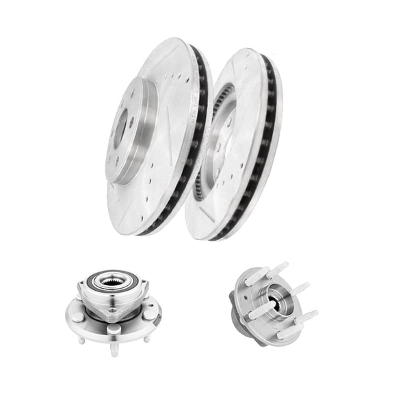 Set of 4 Front Drilled Slotted Brake Disc Rotors-Wheel Hub Bearing Assembly For 2009-2017 Chevrolet Traverse