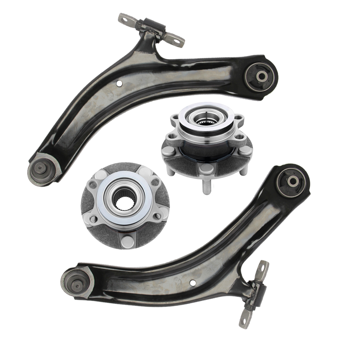 Set of 4 Front Lower Control Arm Ball JointWheel Hub Bearing Assembly