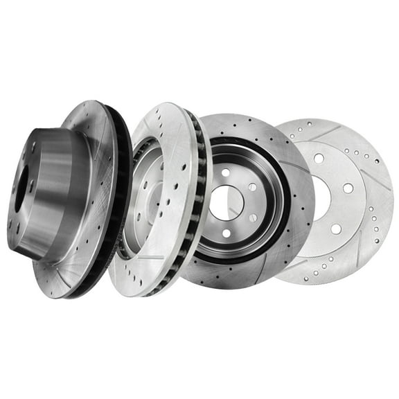 Set of 4 Front-Rear Drilled Slotted Brake Disc Rotors For 2002-2006 Chevrolet Avalanche 1500 6 Stud Wheel