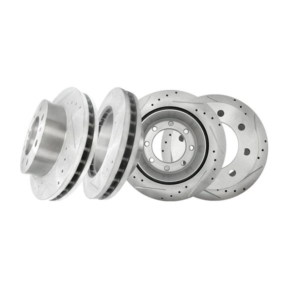 Set of 4 Front-Rear Drilled Slotted Brake Disc Rotors For 2007 Chevrolet Silverado 3500 Classic