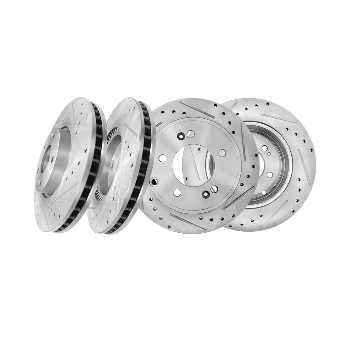 Set of 4 FrontRear Drilled Slotted Brake Disc Rotors For 20122015 Kia