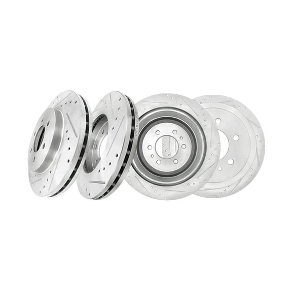 Set of 4 Front-Rear Drilled Slotted Disc Brake Rotors For 2006-2008 Lincoln Mark LT