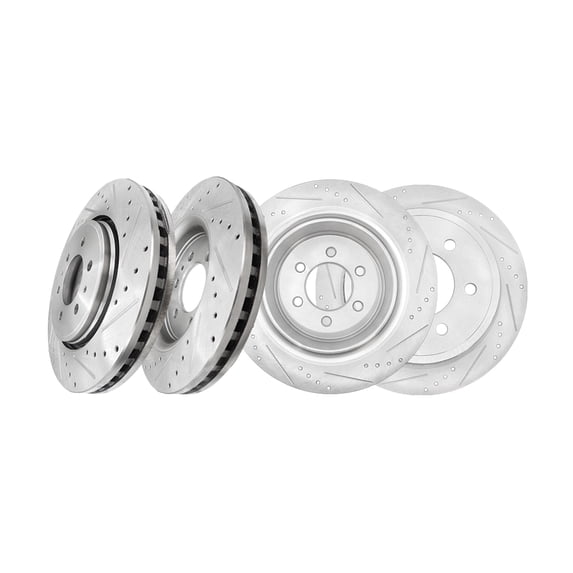 Set of 4 Front-Rear Drilled Slotted Disc Brake Rotors For 2014-2018 Ford F-150