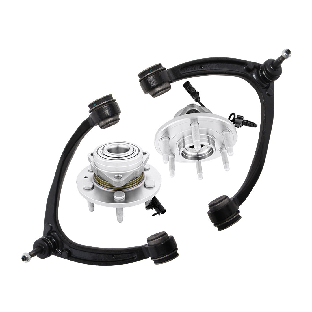 Set of 4 Front Upper Control Arm Ball JointWheel Hub Bearing Assembly